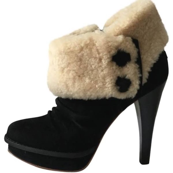 NEW UGG Rare Unique high Heel Boot ankle Georgette Bootie platform Black 10 /11 - Picture 4 of 17
